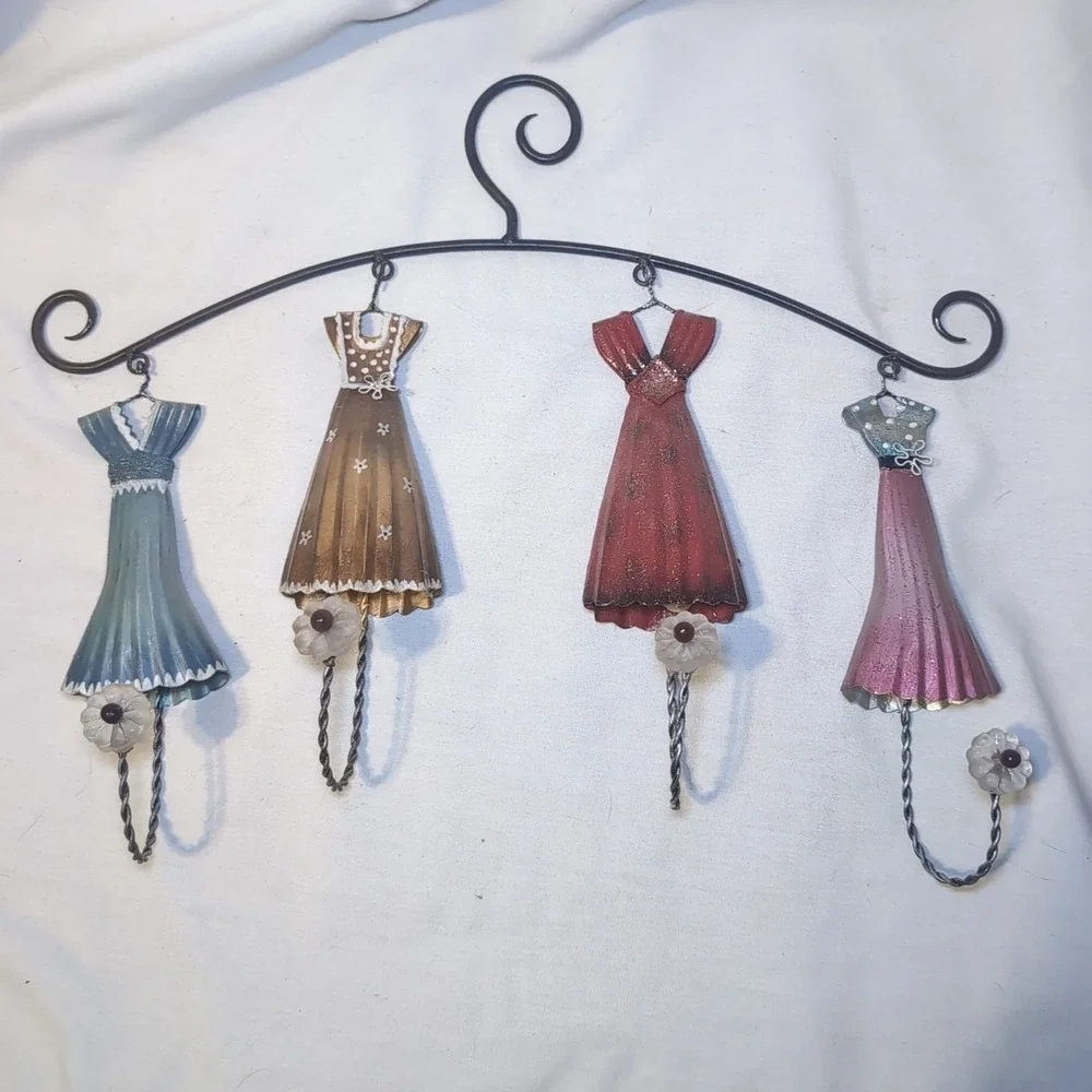 VTG Dress Shape Hooks W/ Wall Mounted Hanger Decorative Hanger Hook 17